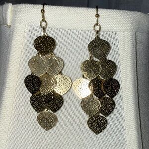 Elegant Gold and Silver Leaf Dangle Earrings